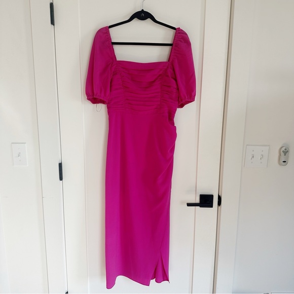 French Connection Pink Afina Inu Satin Midi Dress - Picture 3 of 6